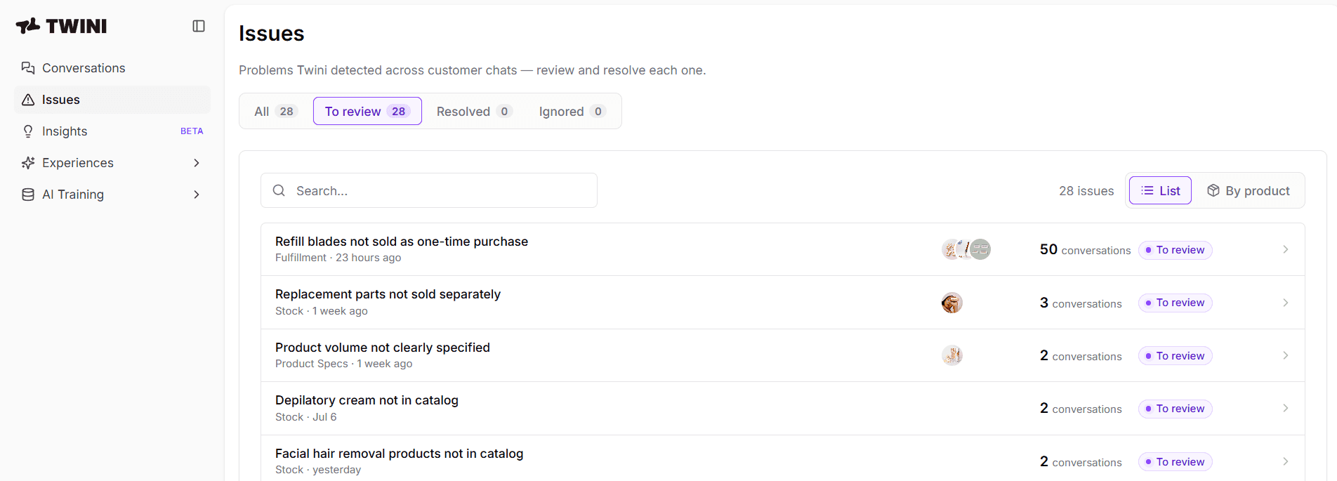 Fler: A clearer picture of customer needs. — original Twini screenshot 2