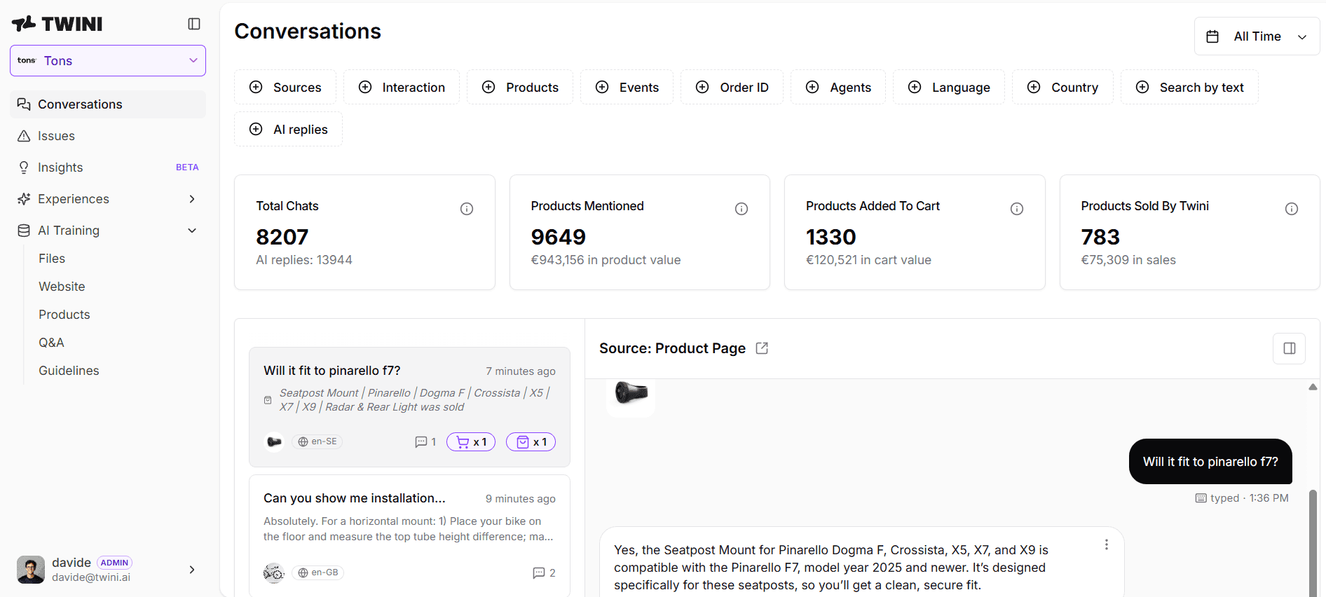 tons: From technical doubts to shopping decisions. — original Twini screenshot 1