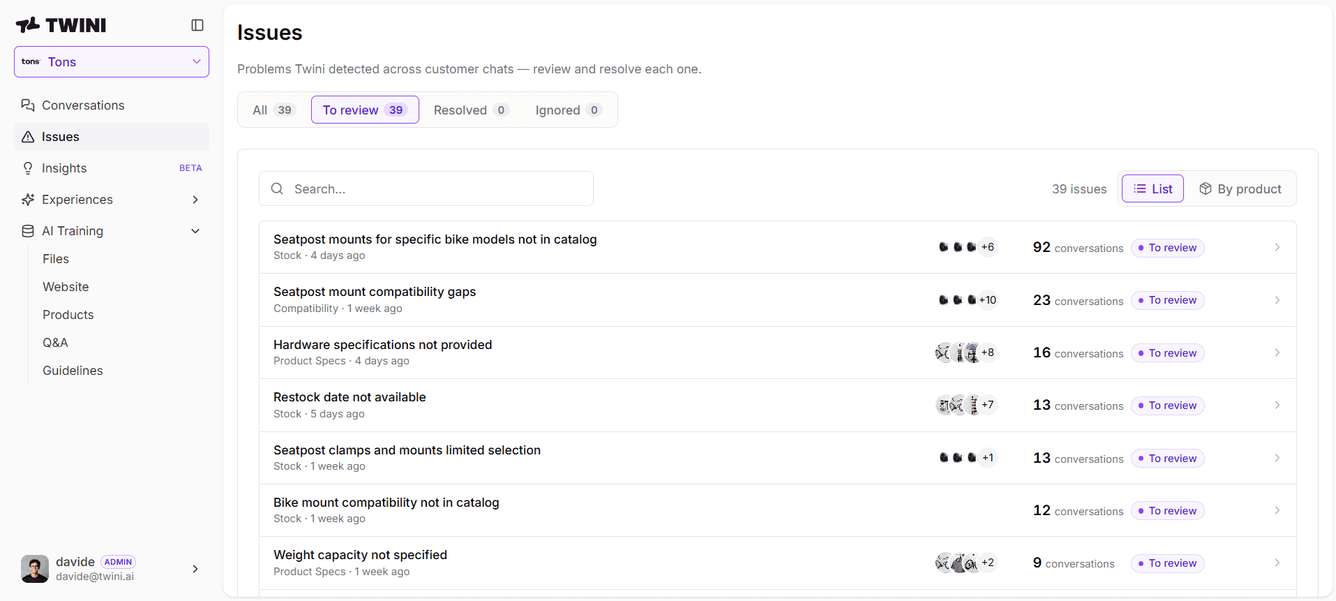 tons: The next product idea is in the questions. — original Twini screenshot 1